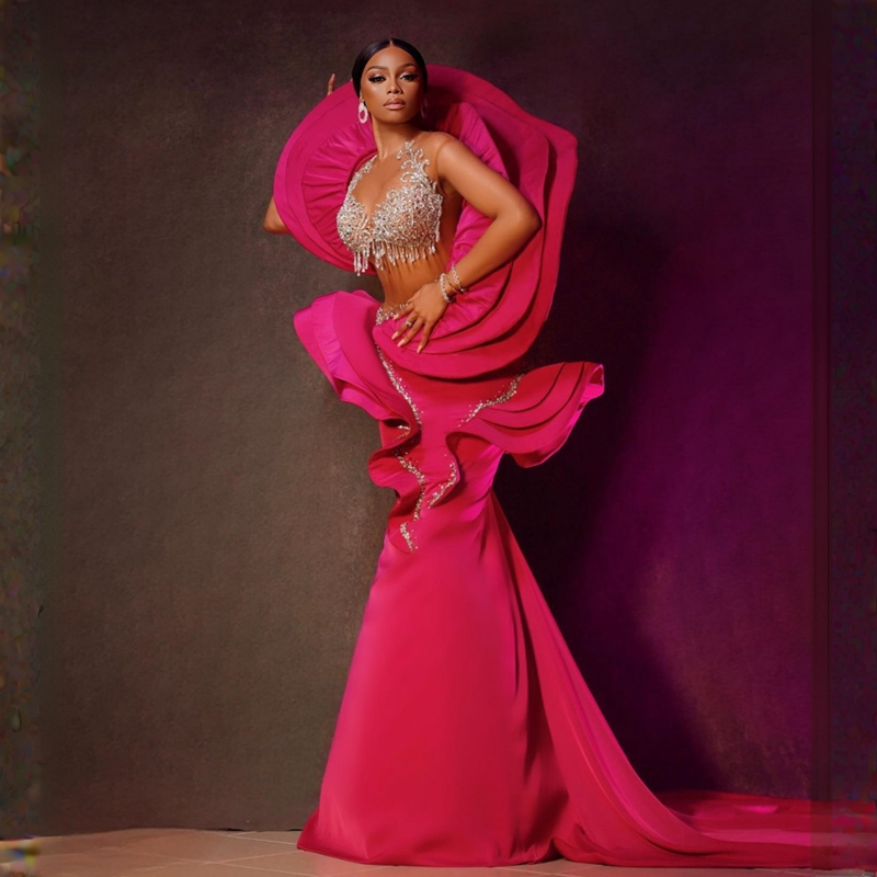 Lastest Aso Ebi Prom Fuia Mermaid Beading Unique Design Evening Dresses African Arabic Second Reception Birthday Party Gowns Gala Pageant Gown St363 6