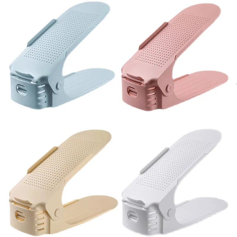 Shoe Parts Accessories 8pcs Durable Adjustable Organizer Footwear Support Slot Space Saving Cabinet Closet Stand Shoes Storage Rack Shoebox 231127