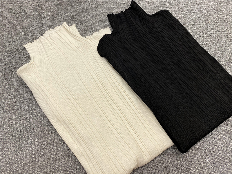 tt Women Semi-turtleneck Style Knit Base Slim-fit Top