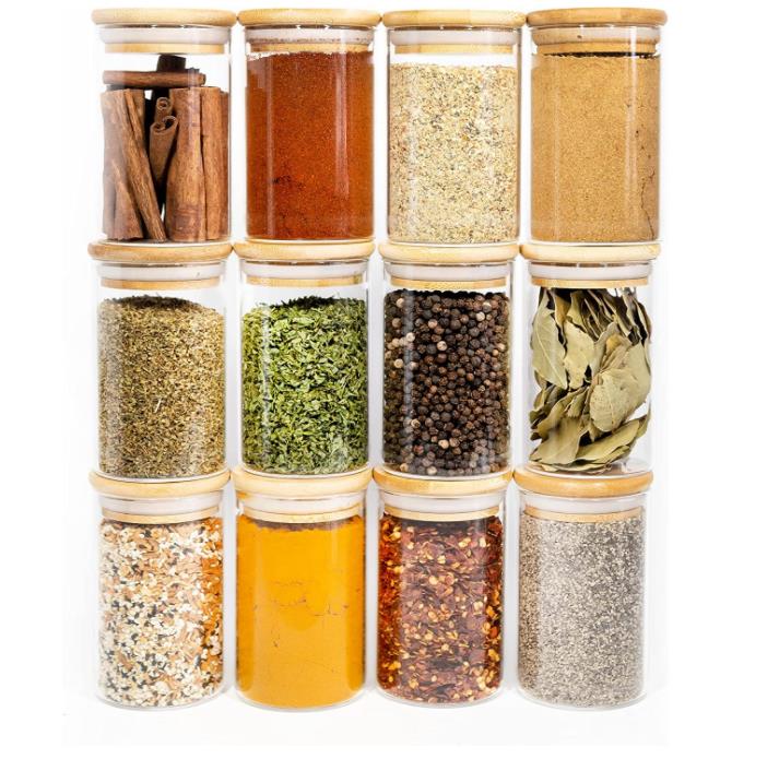 SZHOME Mason Candy Jar For Spices Glass bamboo Cover Container Glass Jars With Lids Cookie Jar Kitchen Jars And Lids Wholesale