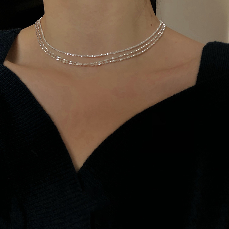 Strands Strings 925 Sterling Silver Sparkling Clavicle Chain Choker Necklace For Women Fine Jewelry Wedding Party Birthday Gift 230426