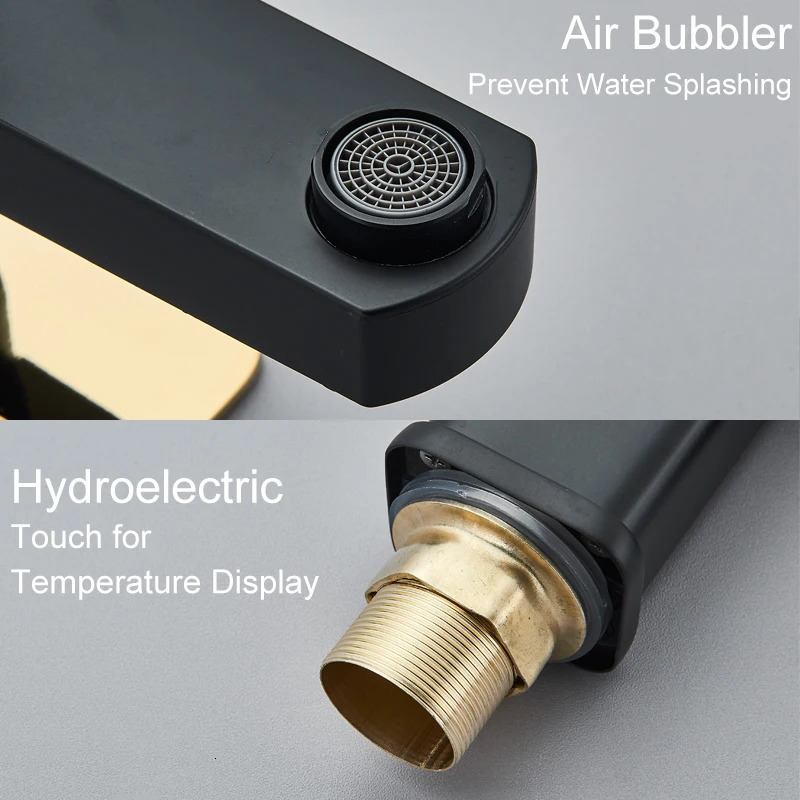 Kitchen Faucets Shinesia Bathroom Faucet Sink Basin LED Digital Temperature Mixer Taps Smart Deck Mounted Cold Water Tap 231127