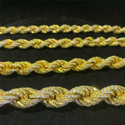 Twisted Moissanite S 10k 14k Solid Gold Hip Hop Men Jewelry Cuban Necklace Iced Out Vvs Dia Rope Chain