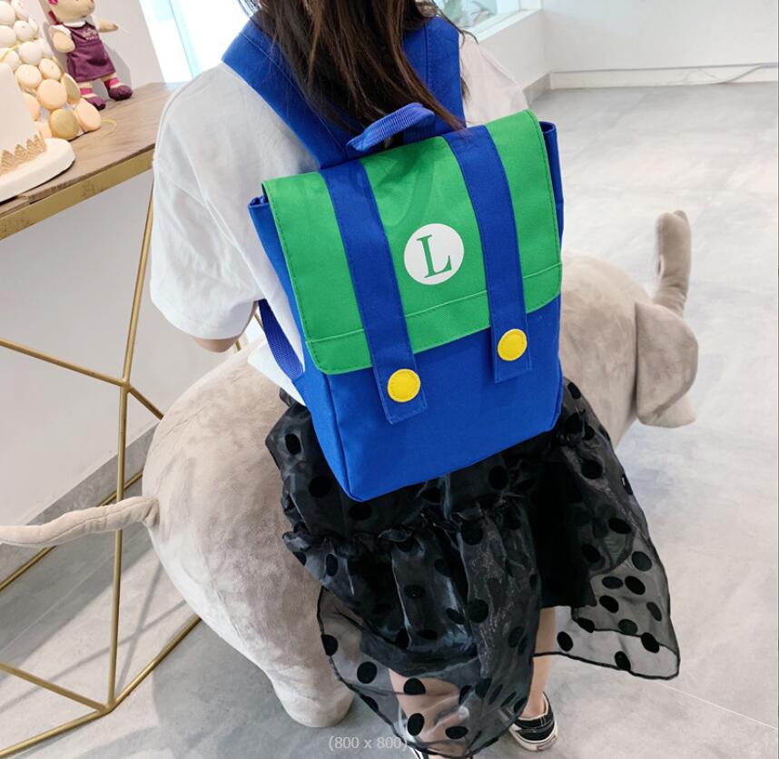 Hot Selling Red Green Bro Kids Backpack Children Cute Accessories Zipper Double Shoulder Bag Kids Birthday Gift