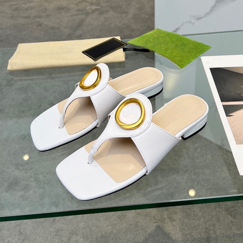 Women Sandals Shoes Luxury Slide Summer Wide Flat Slippery Slideshow Flip Flop Flower Box Size 35-45 100109