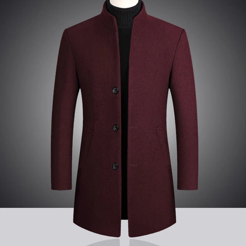 Men's Fur Faux 2023 Fashion Leisure Boutique Business Solid Color Slim Wool Coat Trench Jacket Blends 231124