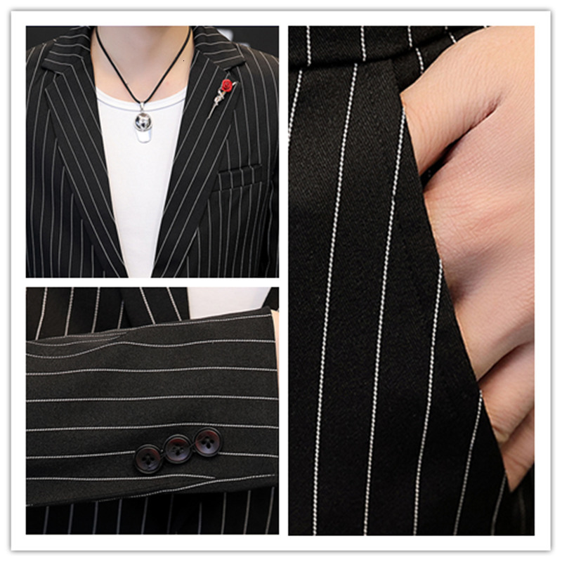 Men's Suits Blazers Boutique Blazer Trousers Men's Fashion Striped Business Casual British Style Gentleman Elegant Formal Suit 2-piece Set 2