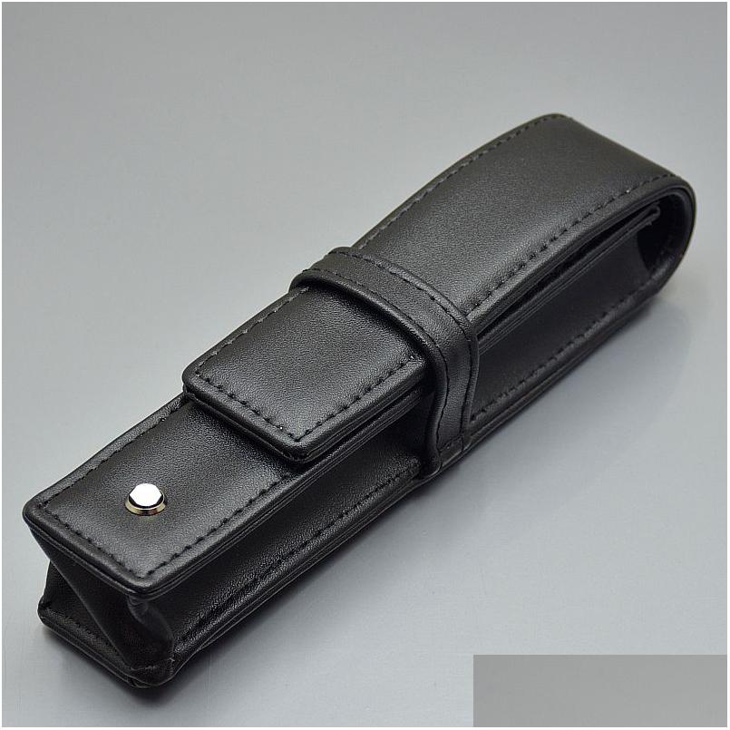 wholesale Pencil Bags High Quality Black Leather Pen Bag Office Stationery Fashion Case For Single Drop Delivery School Business Industrial Su Dhwmd