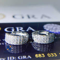 Fashion Hot Selling Hip Hop 3 Rows Iced Out Moissanite Diamond Gold Plated 925 Sterling Silver Hoop Earrings