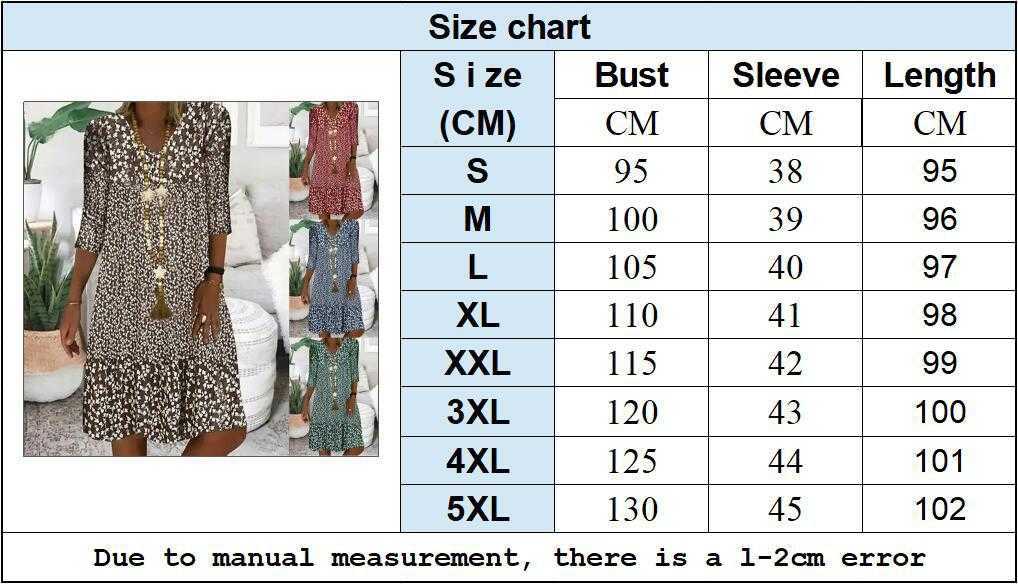 Summer Floral Print Mid Dresses Length Sleeves V Empire Neck Dress Women
