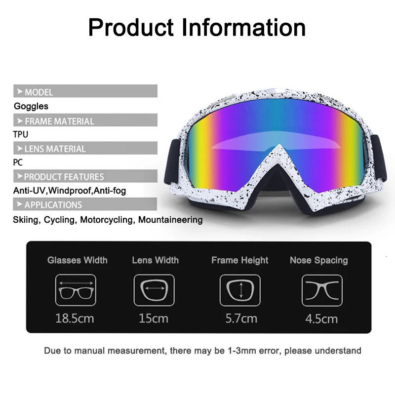 Ski Goggles Snowboard AntiFog Skiing Eyewear Winter Outdoor Sport Cycling Motorcycle Windproof UV Protection Sunglasses 231127