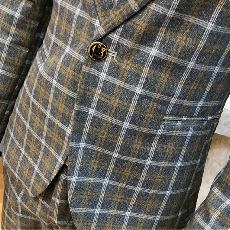 Men's Suits Blazers High quality suit trousers British style overalls casual wedding dress plaid business formal gentleman two-piece suit 230427