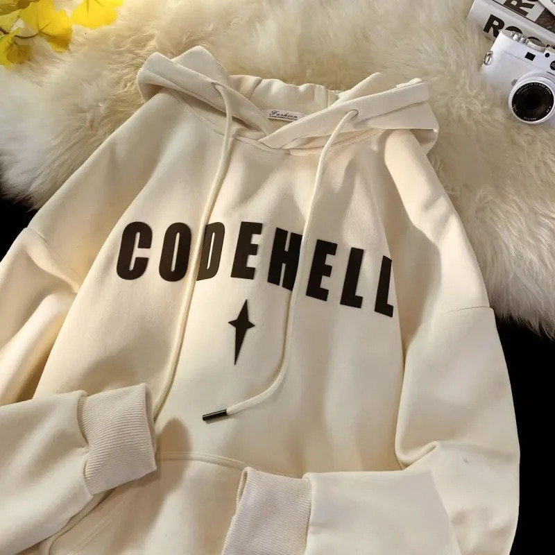 Men's Hoodies Sweatshirts Men Autumn And Winter Velvet Thickened Hooded Japanese Casual Loose Couple Fashion Versatile Harajuku Cute 231124