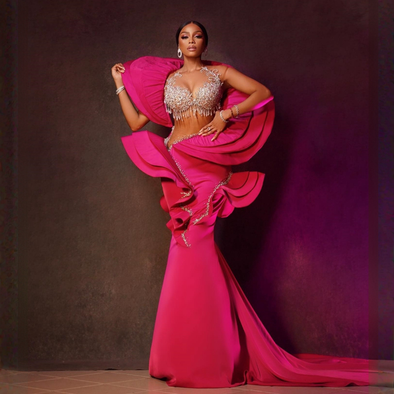 Lastest Aso Ebi Prom Fuia Mermaid Beading Unique Design Evening Dresses African Arabic Second Reception Birthday Party Gowns Gala Pageant Gown St363 6