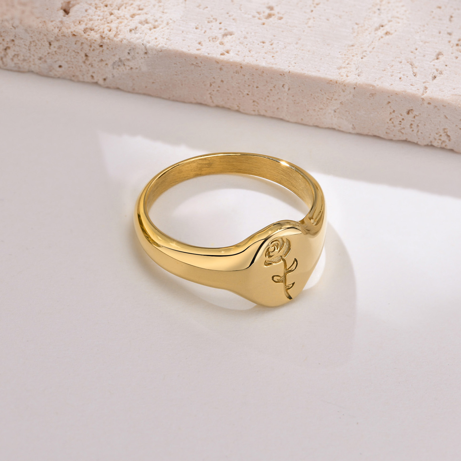 Cluster Rings Pinky Ring Signet Ring Men Women Ring Stainless Steel Floral Signet Rings CZ North Star Ring 230426