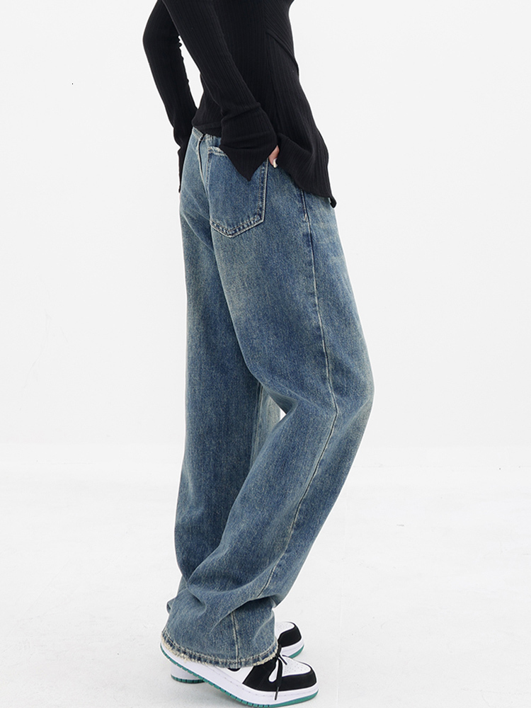 Women's Jeans Ripped Jeans for Women High Waisted Wide Leg Denim Pants Irregular High Street Full Length Blue Trousers Chic Y2k Jeans Spring 2304