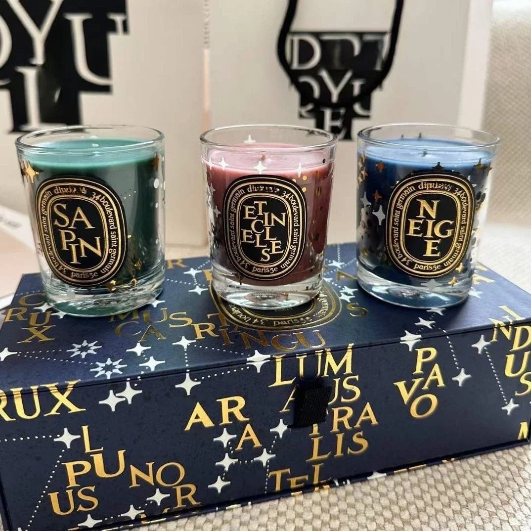 Scented Candle Candles 2023 70g x3 scented candles Christmas limited gift box set wedding partner gift perfume glass candle cup Christmas gift R250530