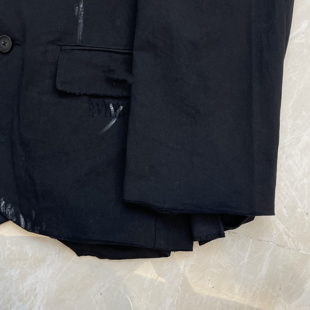 Bale Rose Black Graffiti Prineted Vintage Cotton Suit Tear Effect Entire Suit Jacket Work Wear Cotton Suit