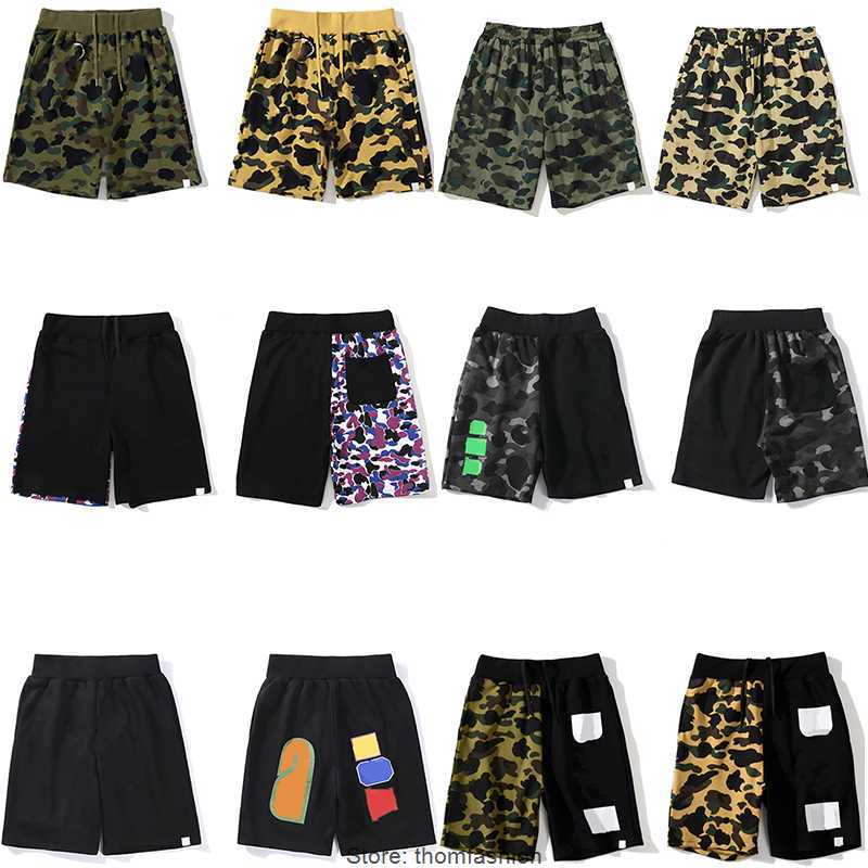 designer Bathing ape mens shorts Men's womens cotton summer shark head mouth brand Camouflage stitching embroidery badge Shorts Beachs JapanSports Pants M-3XL