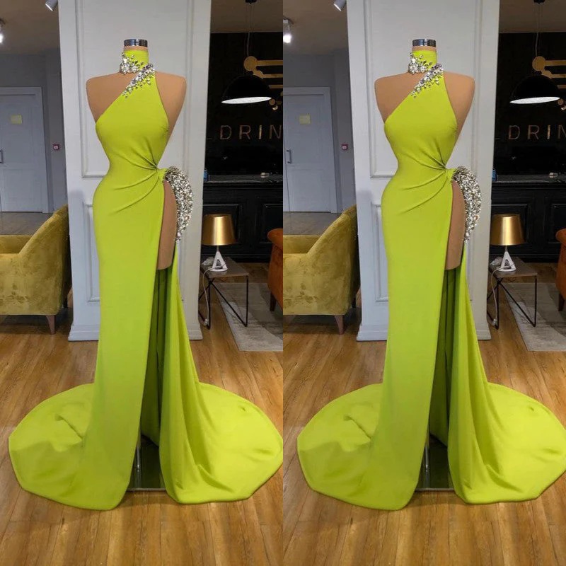 High Vintage Mermaid Prom Dress Special Ocns Evening Ruched Appliqued Lace Women Formal Gowns