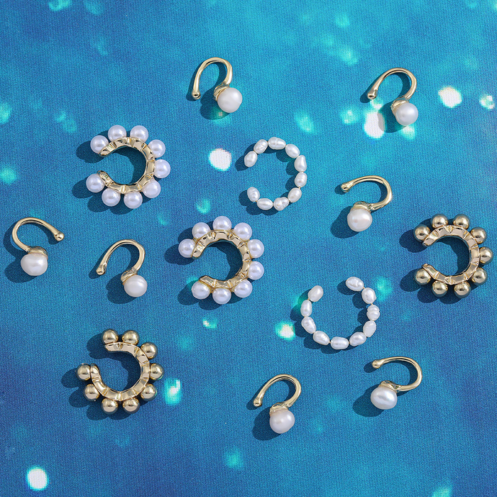 Ear Cuff Baru Modis Mutiara Manset Telinga Bohemia Stackable C Berbentuk CZ Berlian Imitasi Kecil Earcuff Anting Klip untuk Wanita Perhiasan Pernikaha