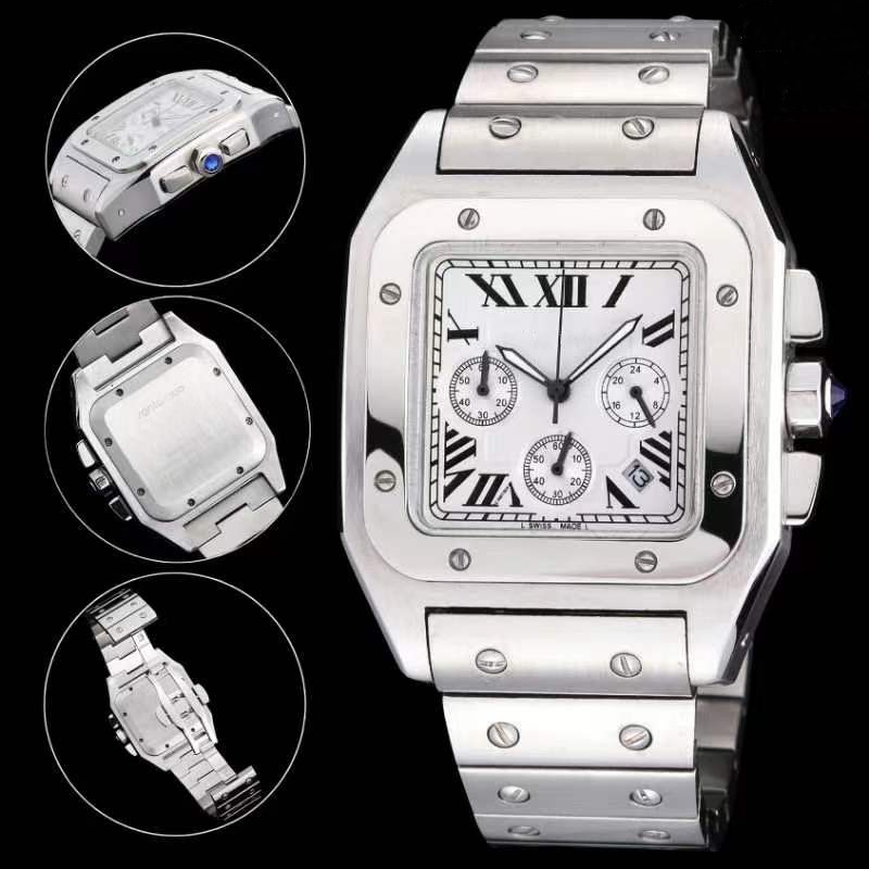 100% top quality Sport men quartz stopwatch stainless steel band man's watches fashion steel wristwatch 549