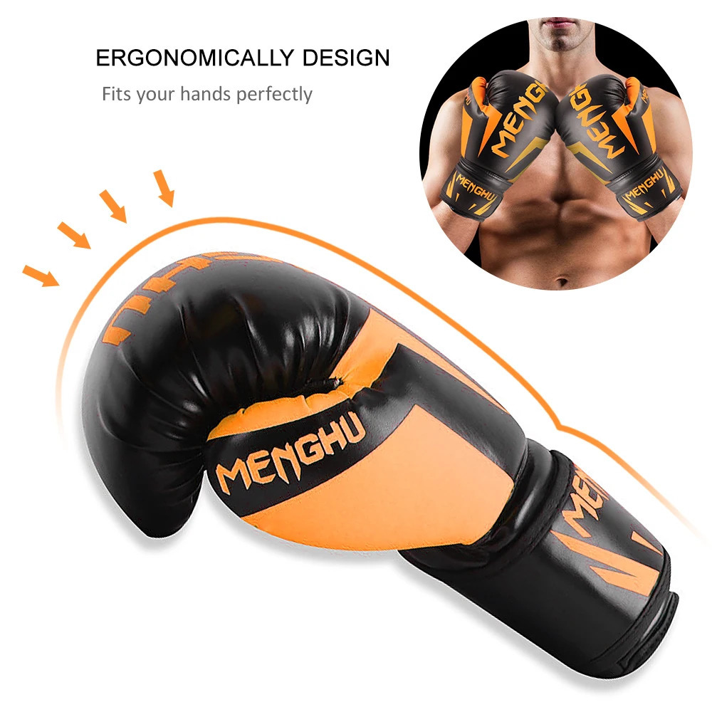 Sports Gloves 1 Pair Boxing Gloves Muay Thai MMA Punching Training Bag Gloves Adjustable Handwraps Sports Mittens with Wrist Support Straps 231127