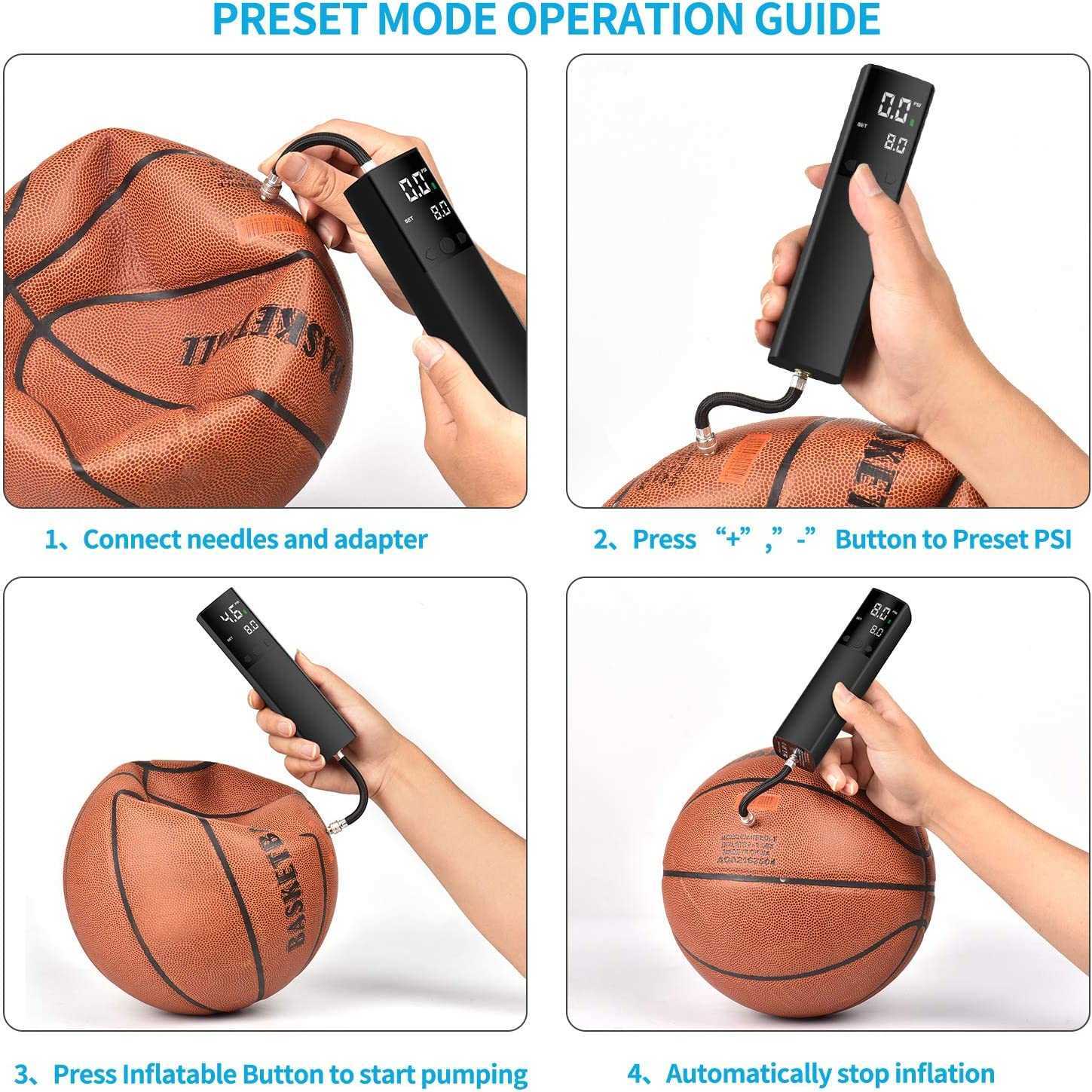 2022 Electric Smart Air Pump Portable Fast Ball Iation with Digital LCD Display for Football Basketball Volleyball