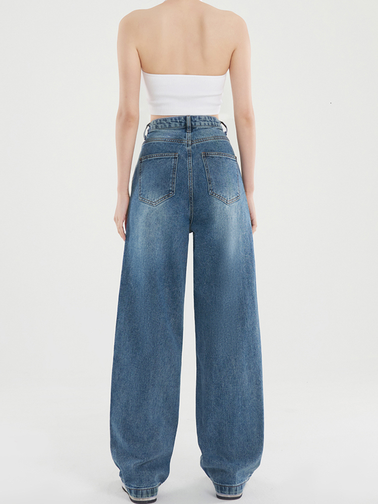 Women's Jeans Women's Jeans Baggy Vintage Straight High Waist Jeans Korean Fashion Streetwear Casual Pants Femme Wide Leg Mom Denim Trouser 