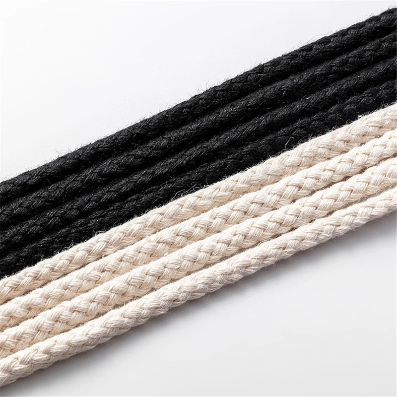 Shoe Parts Accessories Linen Cotton laces 7mm Bold Round Shoelaces for Sneakers Laces Shoes Boot Shoelace 100 120 140 160 180CM Shoestrings 1Pair 2311