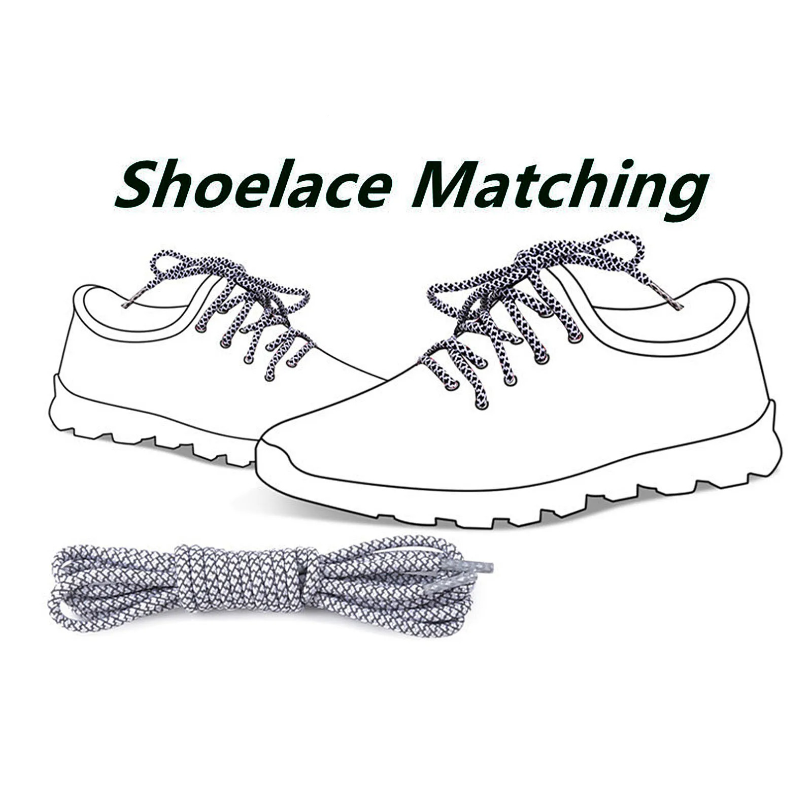 Shoe Parts Accessories 2 Pairs Thick Round Reflective ShoeLaces Black White Safety Highlight Rope Laces Noctilucent Light escence 231127