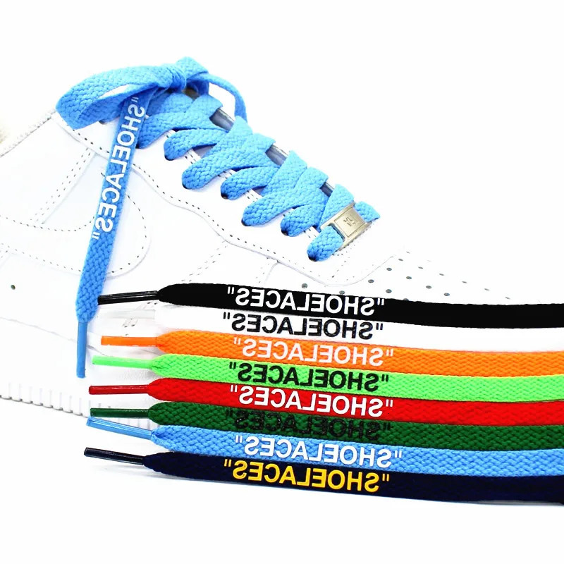 Shoe Parts Accessories 40" 47" 55" 63" Flat SHOELACES Black White Printed Shoelaces Handmade Off Print Lace for Sneaker 1 Pair 231