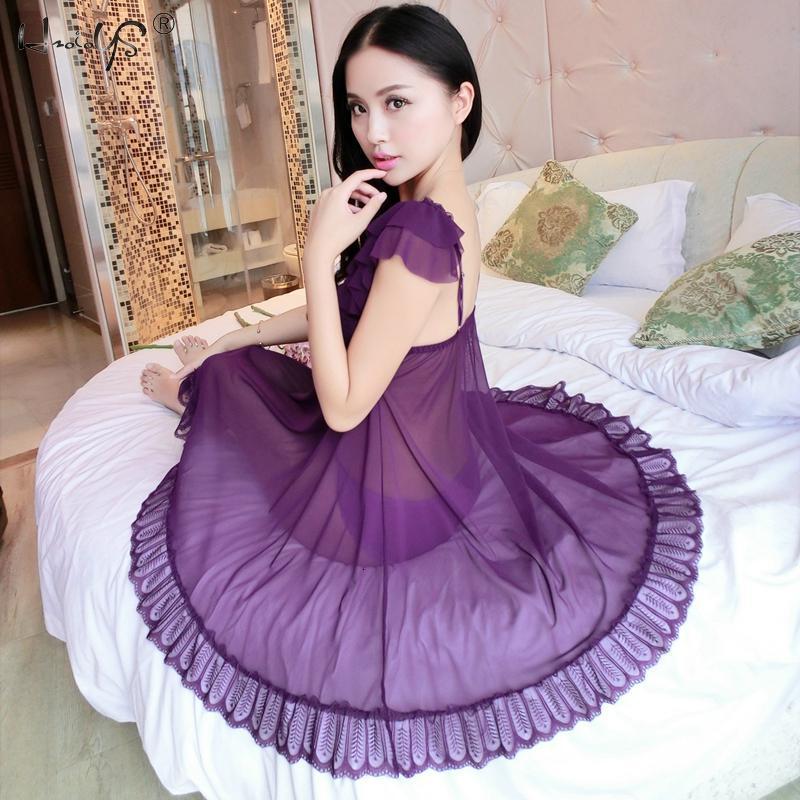 Sexy Pyjamas Plus Size Night Dress Nightgown Sexy Nightwear Deep V Lace Patchwork Lingerie Nighty Dress Sleep Wear Nightdress Clothes 230427