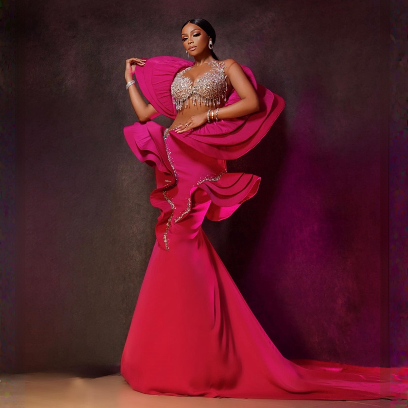 Lastest Aso Ebi Prom Fuia Mermaid Beading Unique Design Evening Dresses African Arabic Second Reception Birthday Party Gowns Gala Pageant Gown St363 6