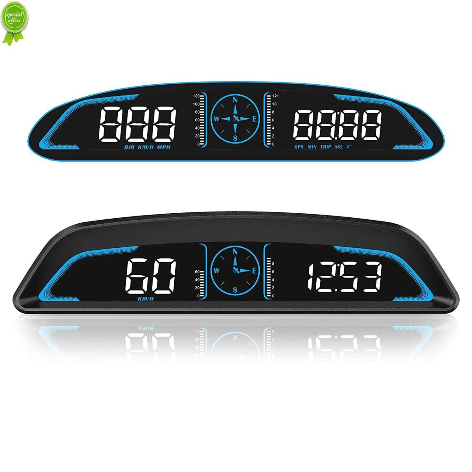 2022 GPS HUD Auto Speedometer Head Up Display Car Smart Digital Alarm Reminder Meter Car Electronics Accessories for All Car
