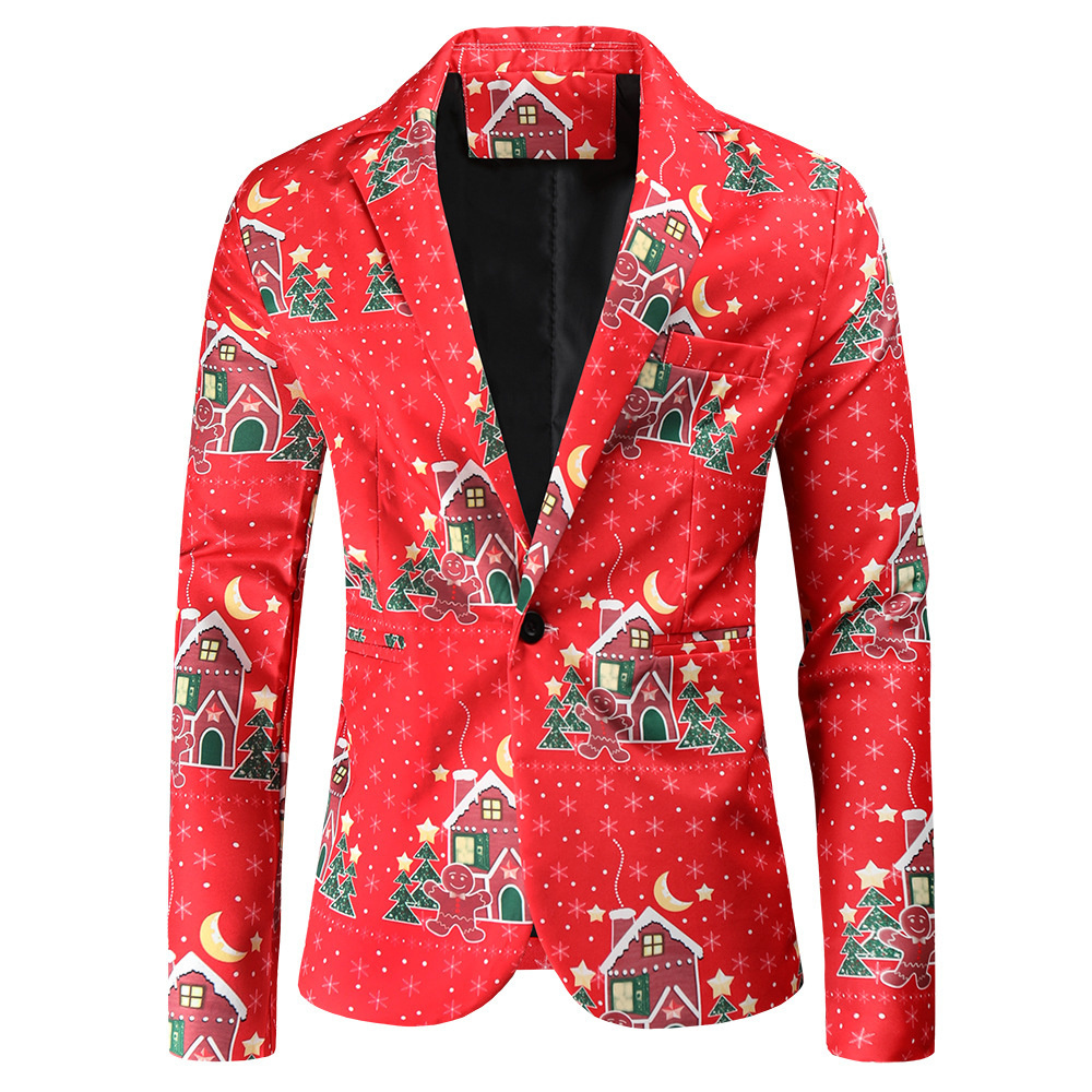 Men's Suits Blazers Boutique Men's S-4XL suit Trousers Men's Casual and Comfortable Christmas Fashion 3D Printing Christmas Tree 2-piec