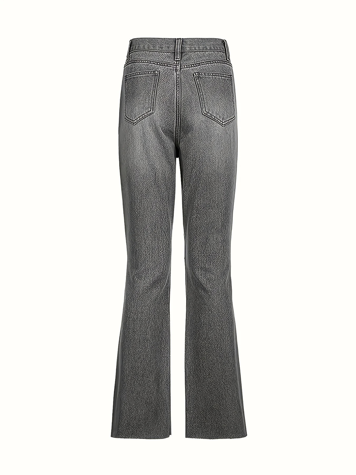 Women s Jeans Plain Pipped Holes Flare Slash Pockets Distressed High Waist Bell Bottom Rise Denim Pants Clo 231127