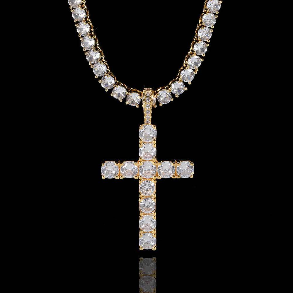 Necklaces Cross Pendant Hip Hop Necklace 4mm 5mm Vvs Moissanite Dia Tennis Chain Sier for Women Men Jewelry gift