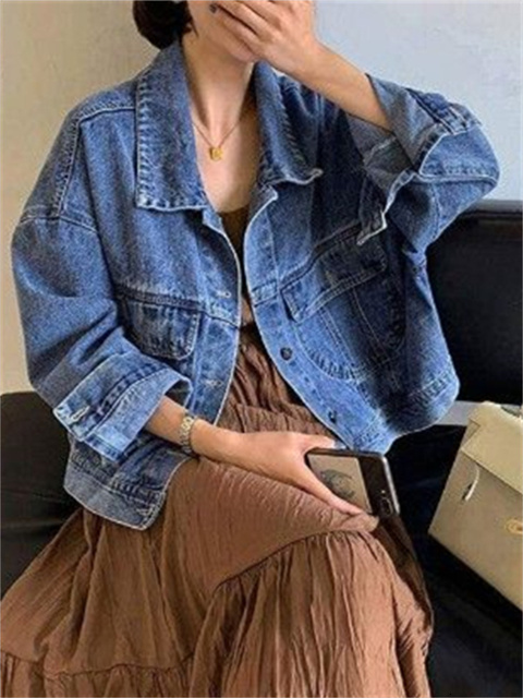 Women's Jackets Syiwidii Denim Jacket Women Vintage Turn Down Collar Long Sleeve Korean Fashion Jeans Jackets Chic Oversized Casual Coats 230427