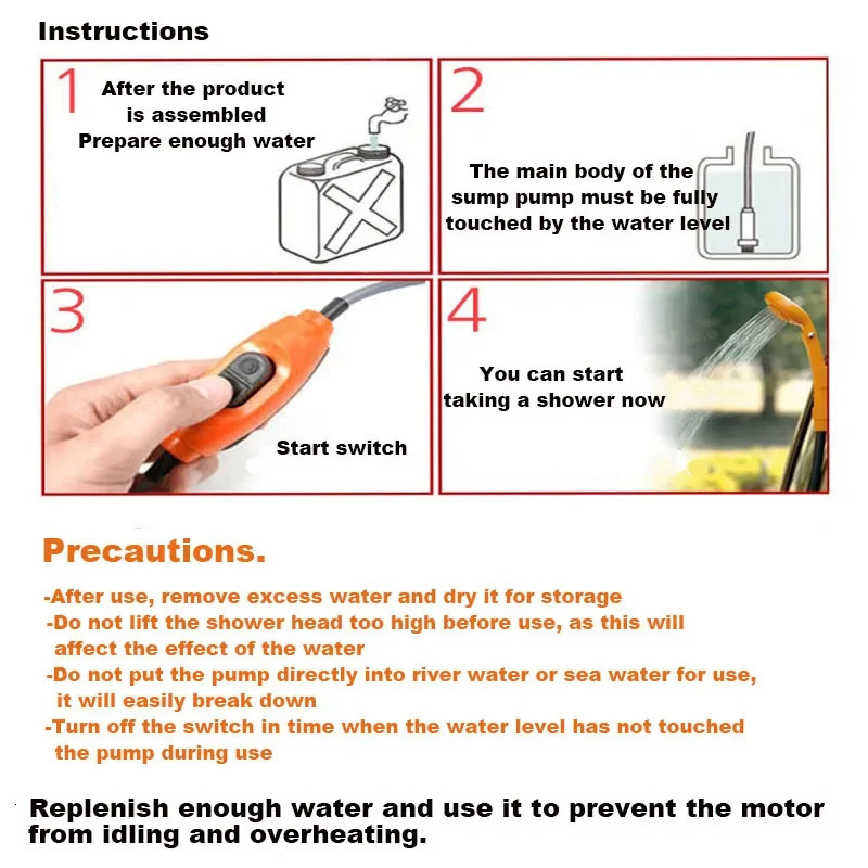 Outdoor Gadgets Camping Shower Outdoor Hiking Travel Portable Shower And 20L Bucket Set Car Washer Plant Watering Pet Cleaning 12V Electric Pump 23112