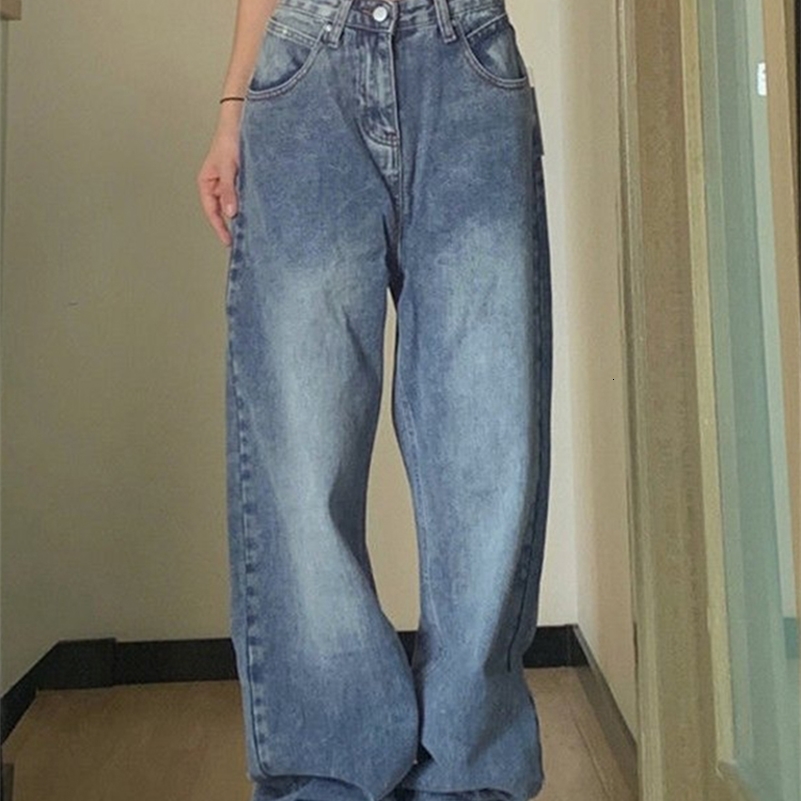 Women's Jeans Jeans Women Vintage 90S Baggy Straight Denim Trousers Y2k High Waist Loose Wide Leg Casual Long Pants Clothing Female Streetwear 23
