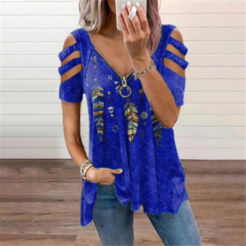 Women's T Shirt Kaus Cetak Wanita Musim Panas Atasan Lengan Pendek Kasual Longgar Streetwear Boho 230427