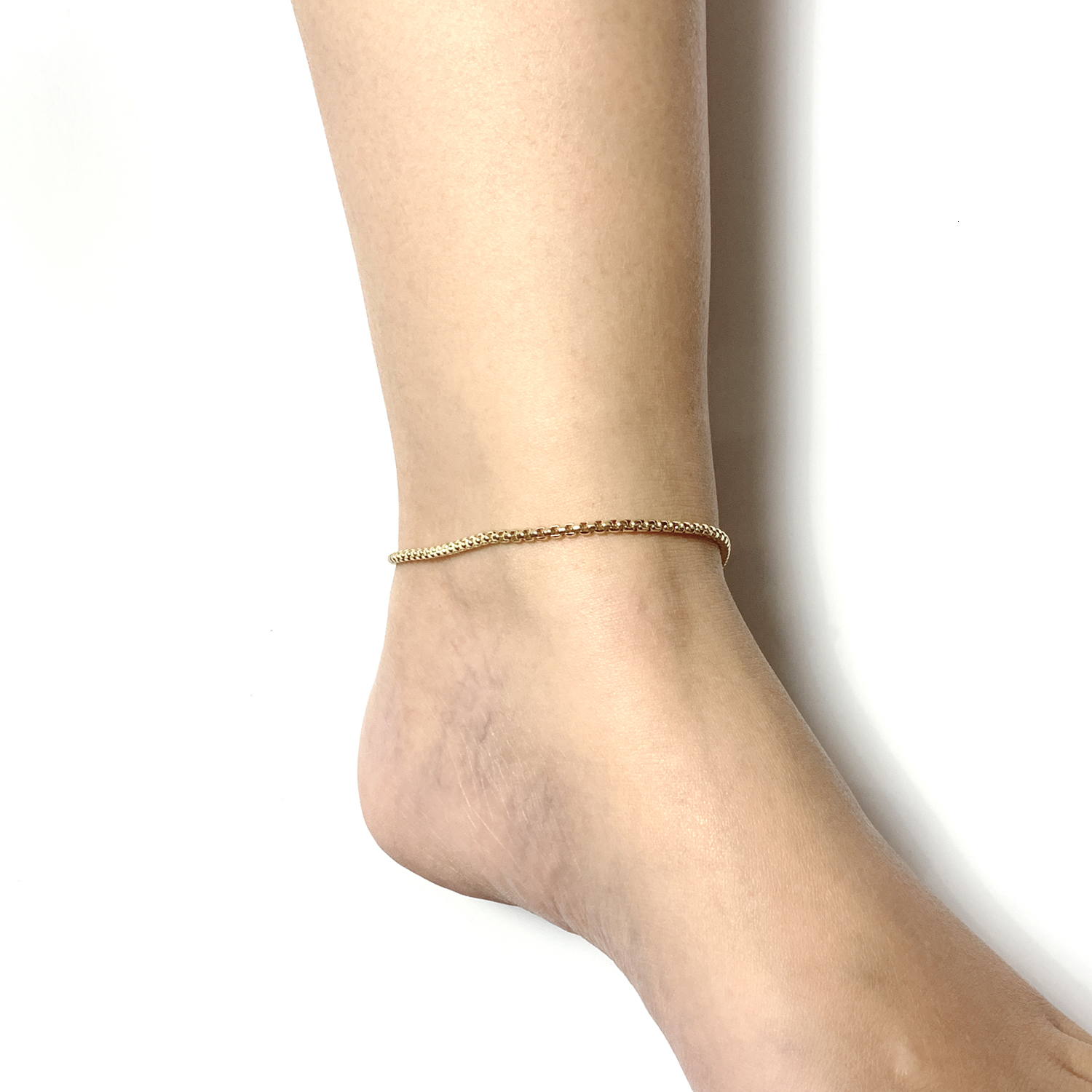 Anklets Barefoot Sandals Women Ankel Bracelets 18K Gold Color Solid Stainless Steel Anklets ROLO Chain 91011 Inches Waterproof Jewelry 230426bj - view 3