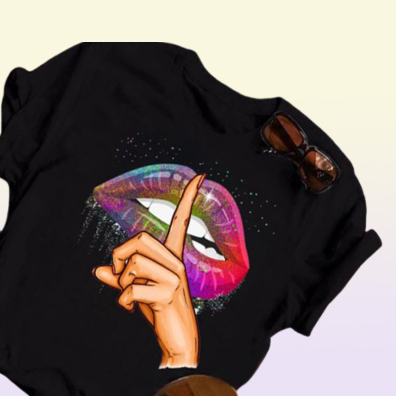 Red Lips Print T Shirt Women T Shirt Fashion Female Cute Graphic Tee Shirts Casual Tops 90s Ladies Short Sleeve Tshirts Top