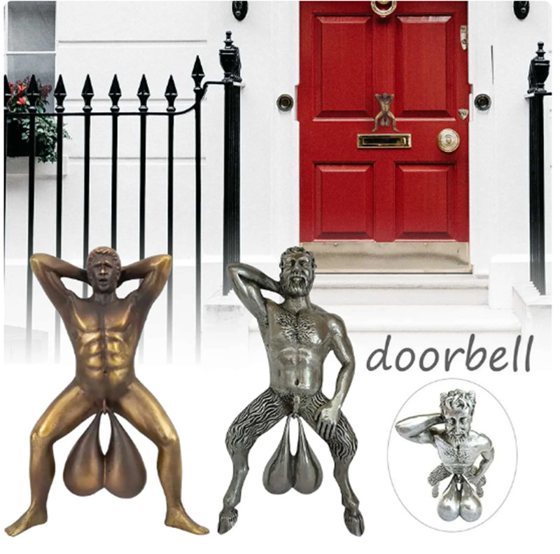 Decorative Objects Figurines Creative Spoof Doorbell Sounds Funny Home Door Bell Knocker Resin Handicraft Pendant Wall Decor Hanging