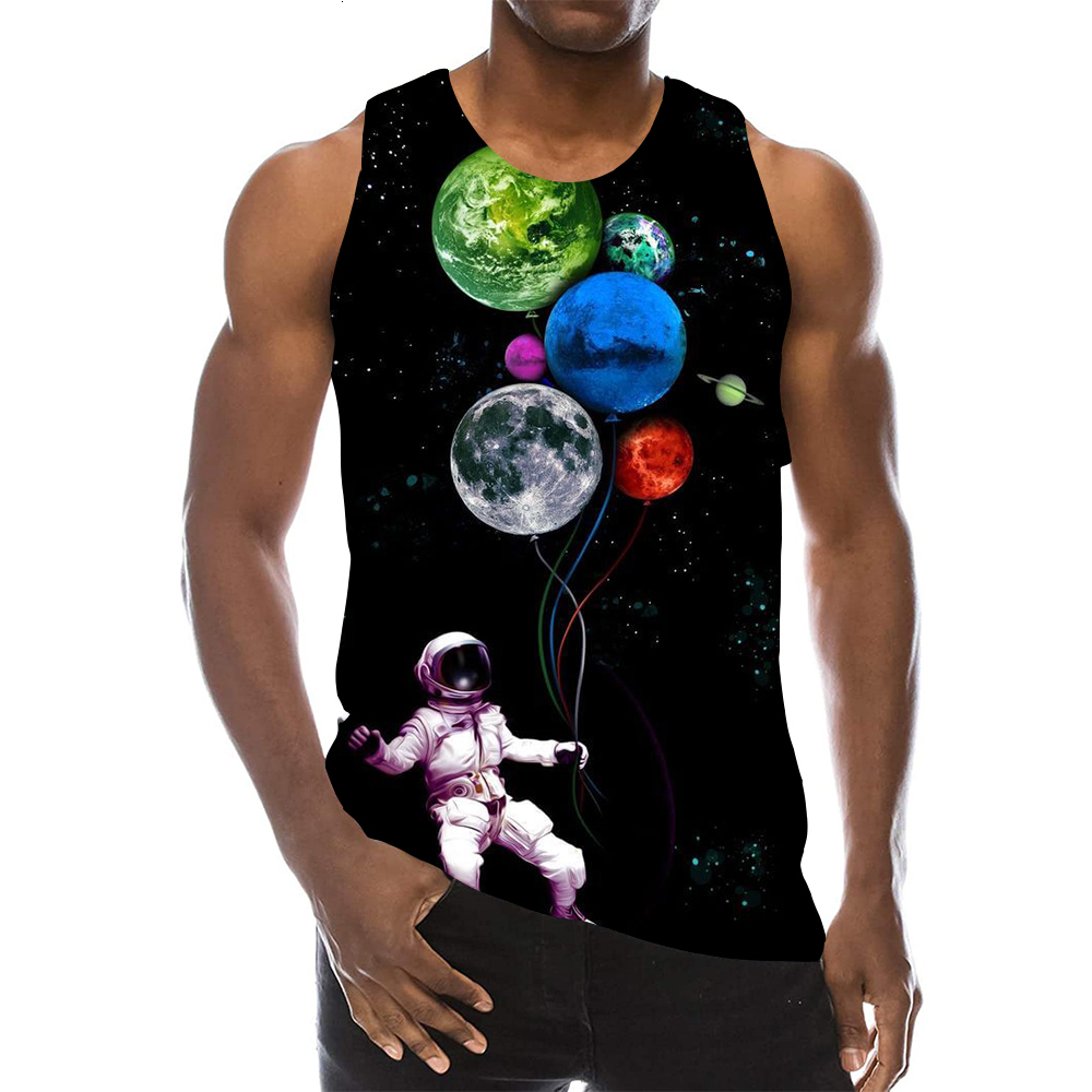 Men's Tank Tops Galaxy For Men 3D Print Gym Sleeveless Space Pattern Graphic Tees Boys Beach Vest 230426