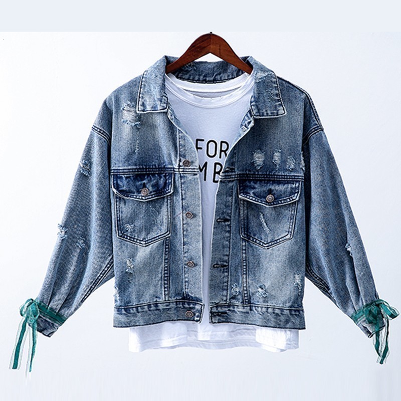 Women's Jackets Autumn Embroidery Flower Cowboy Loose Coat Female Denim Jeans Jacket Women Chaqueta Mujer Streetwear Boyfriend Large Sizes 230427