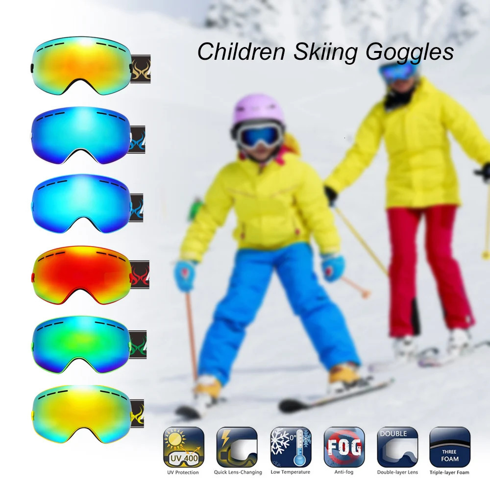 Ski Goggles Benice Kids Snowboard For Children UV400 Double layer Antifog Boy Girl Spherical Lens Big Snow Skiing Glasses 231127