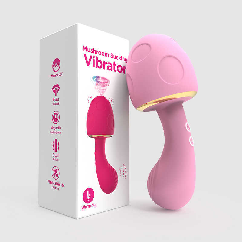 New Little Mushroom Sucking Vibrating Heating and Jumping Egg Cream Clip Set for Adult Sexuality Products Shared by Couples