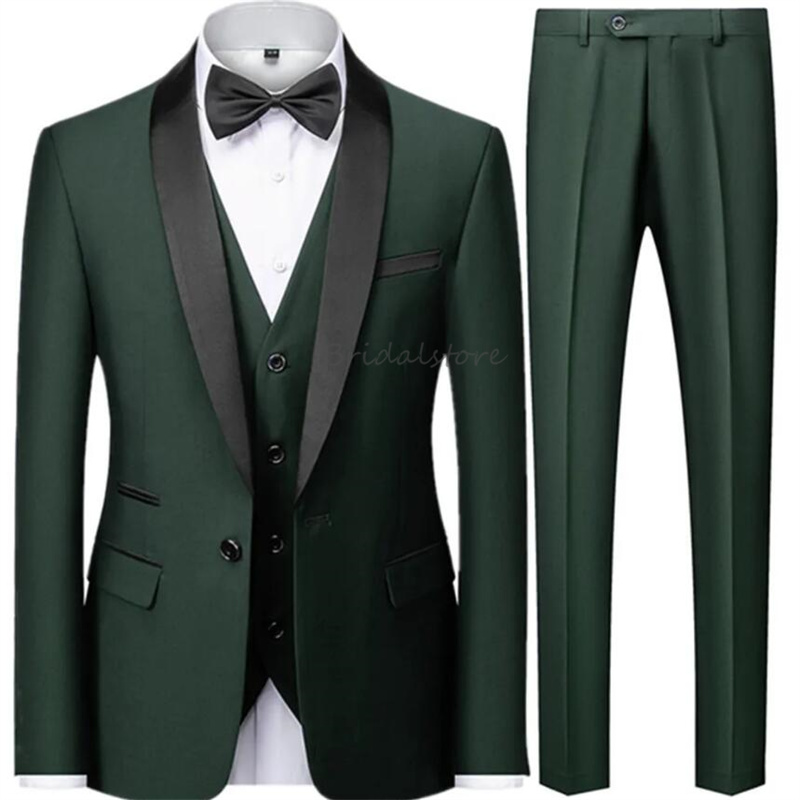 Fitted White Gray Wedding Tuxedos 2024 Peak Lapel Blazers Bespoke 3 Pieces Male Bussiness Slim Outfit Suit Royal Blue Burgundy Formal Prom Men Party S